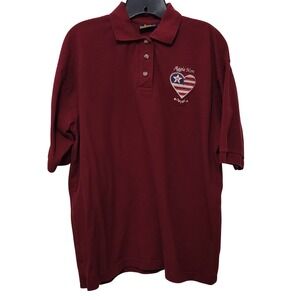 Blue Generation Aggie Mom Heart Embroidered Polo Shirt Burgundy XL Ladies Cotton